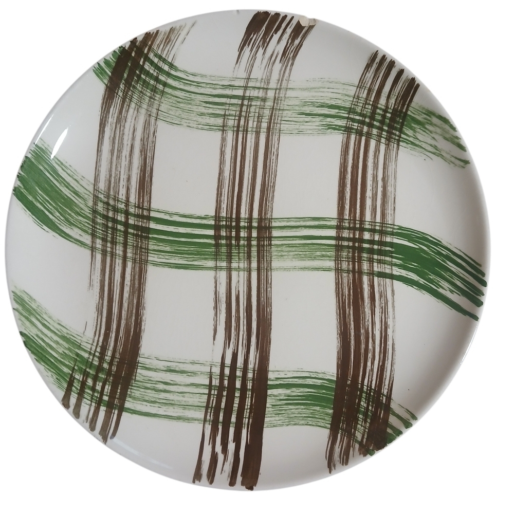 Stetson Vintage Dinner Plate with Green and Brown Brushstroke Design